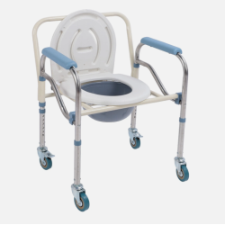 Αναπηρικό Αμαξίδιο Ενισχυμένο 120Kg. Κάθισμα Καρέκλα Τουαλέτας Τροχήλατο Πτυσσόμενο & για μπάνιο